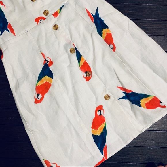 Anthro Farm Rio white linen Macaw mini dress - Picture 4 of 5